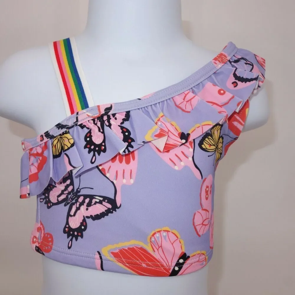 NEW Hanna Andersson Purple Butterfly Ruffle Tankini Swimsuit Sz 80 18-24 months